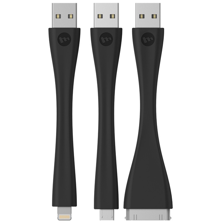 Mophie Charging Travel iOS kábel szett, Fekete