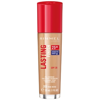 Fond de ten Rimmel London Lasting Finish 25H 203 True Beige SPF 20, 30 ml Fond de ten Rimmel London Lasting Finish 25H 203 True Beige SPF 20, 30 ml
