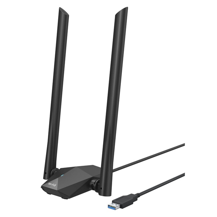 Wi-Fi Stick BrosTrend AX1800, kétsávos 1201 Mbps + 574 Mbps, 6 portos USB adapter, két 5 dBi antenna