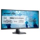 Monitor de gaming curbat Dell S3422Dwg, 34 inch, WQHD 3440x1440, 144Hz