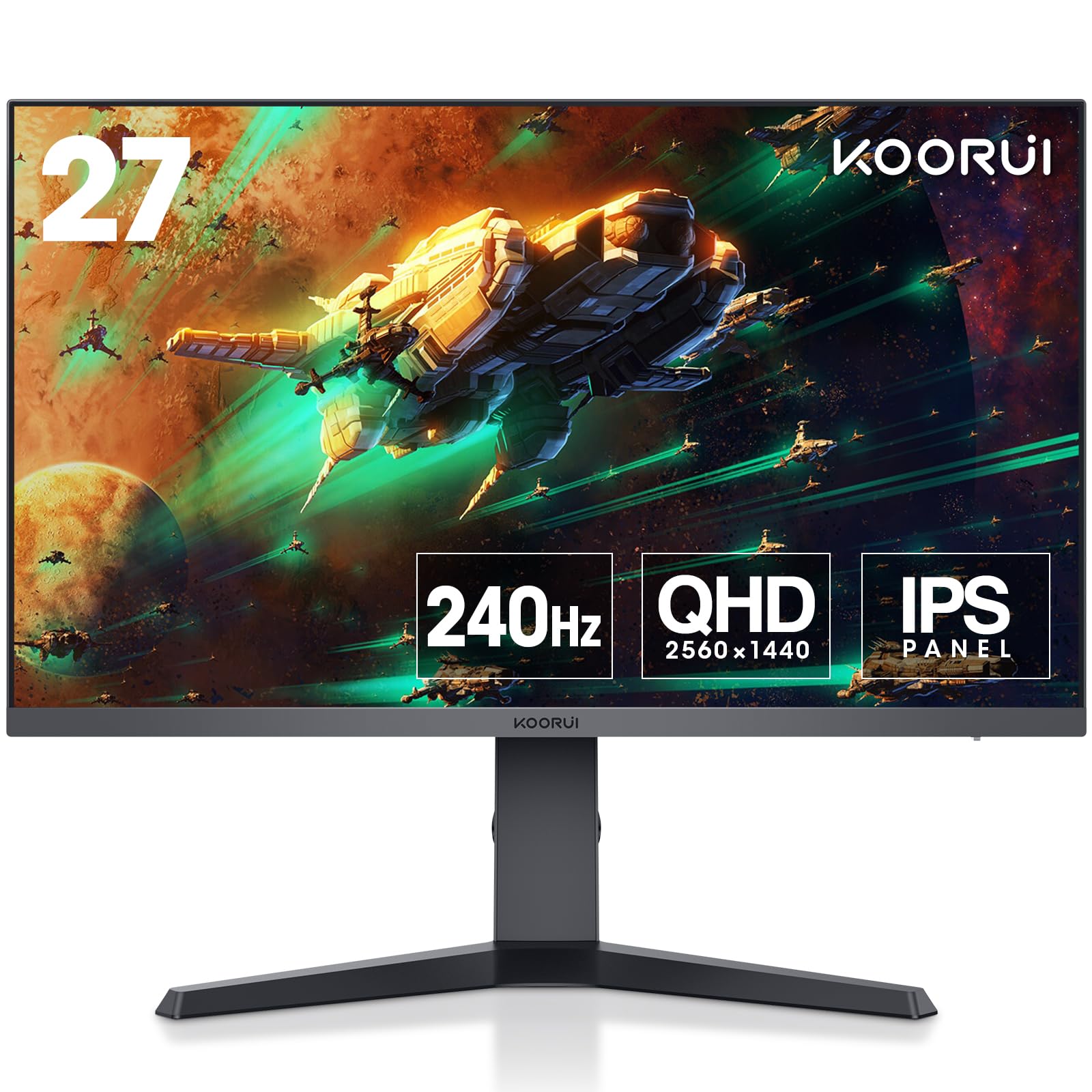 Monitor de gaming Koorui 27 inch, WQHD, 240Hz, 1ms, negru/rosu