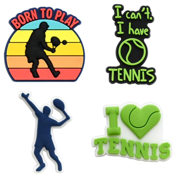 Rallypop Комплект от 4 силиконови капачки за сламки за храна – дизайни за тенис, цветни аксесоари за сламки 8–10 мм D