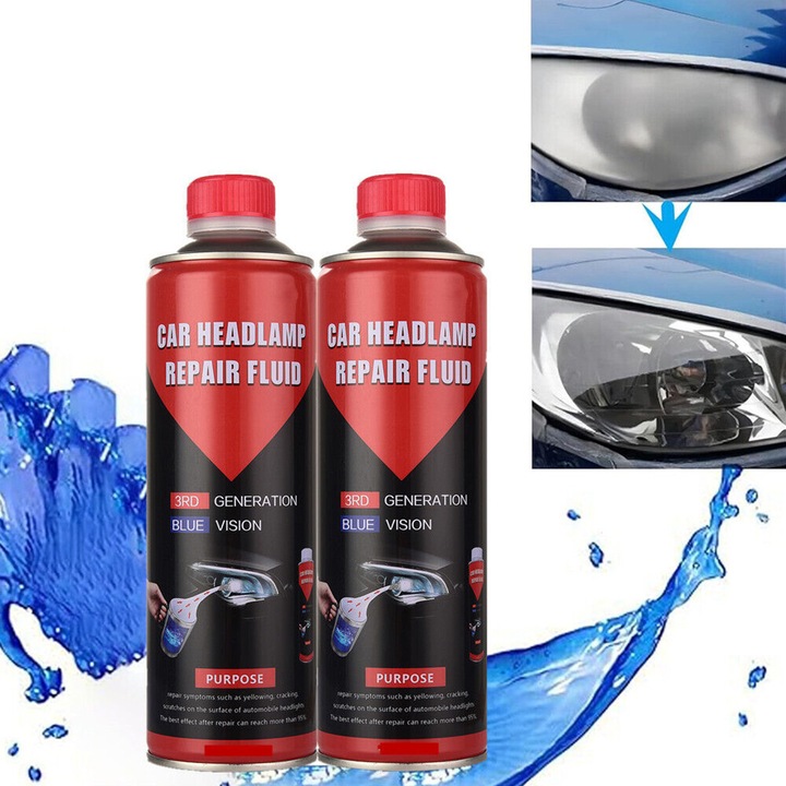 Разтвор за възстановяване на фарове, 2 БР., Агент за обновяване на автомобилни фарове, течност за ремонт, непрозрачно почистване, 2*600мл