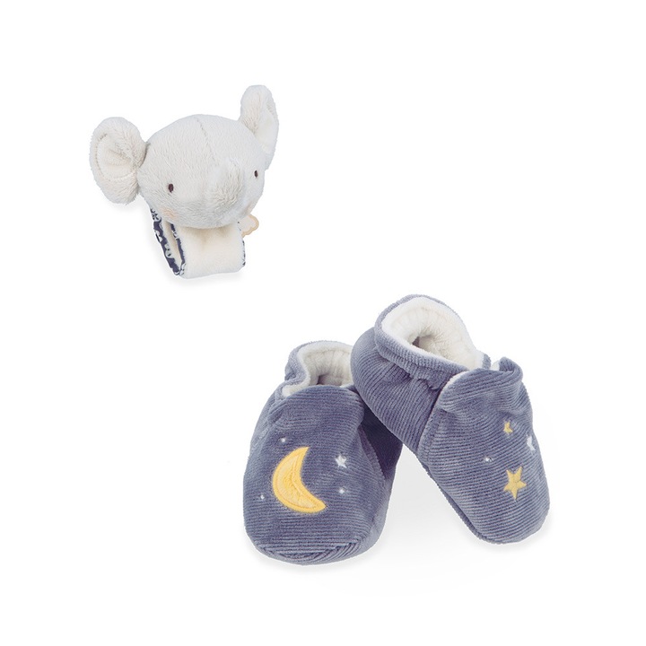 Ajándék szett babáknak, Kaloo, Elefántos csizma és karkötő