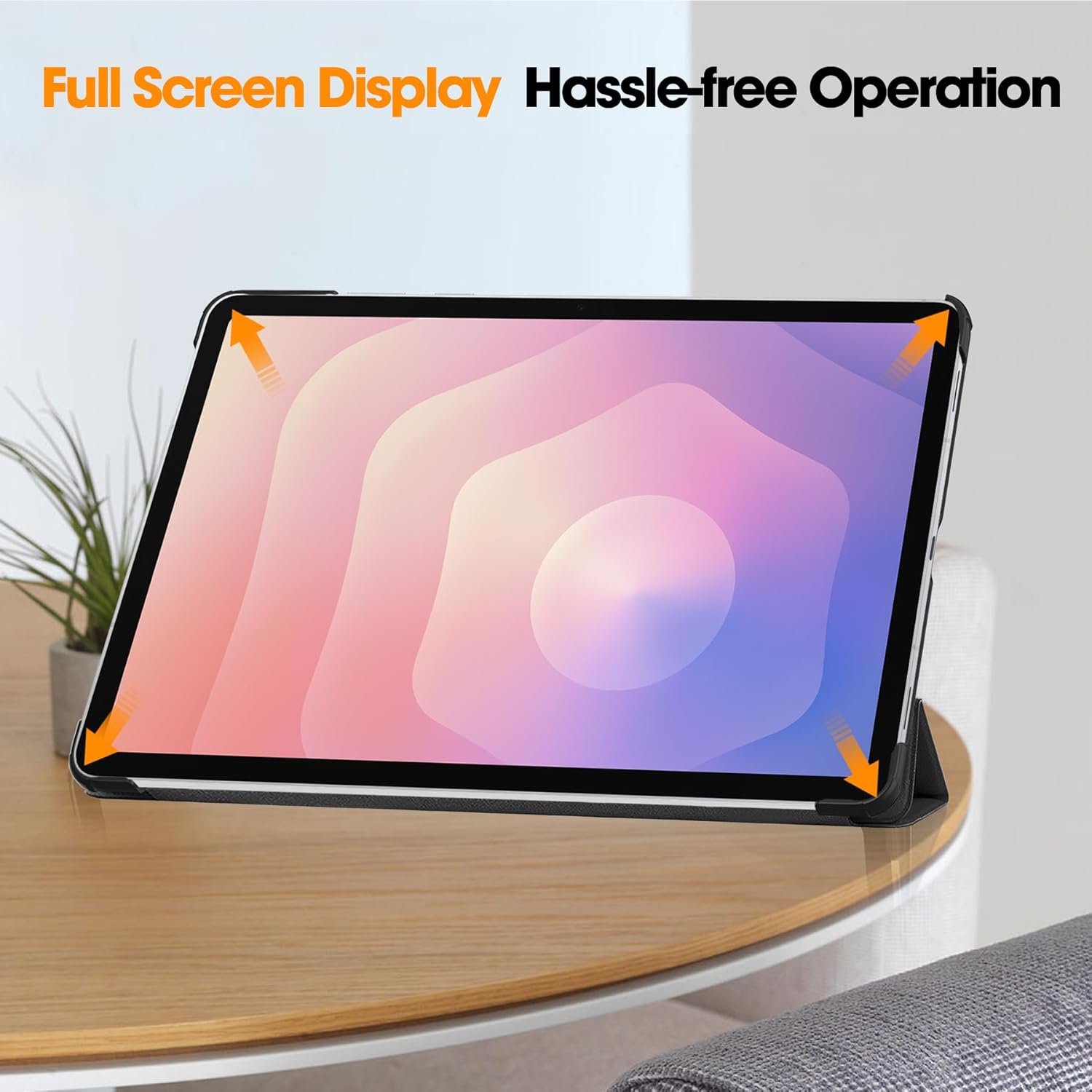 Husa tableta flip, neagra, pentru Samsung Galaxy Tab S11ultra 14.6', din piele PU, rezistenta la zgarieturi, cu functie de somn activare automata