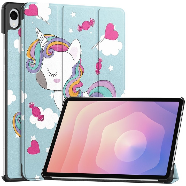 Husă tableta, Fold Pro, piele ecologică, protecție 360, unicorn, pentru Samsung Galaxy Tab S11
