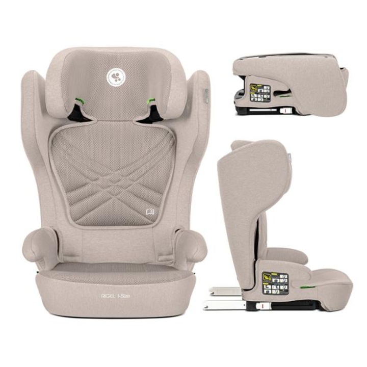 Scaun auto pentru copii, Lorelli, Rigel, i-Size, Isofix, cu spatar pliabil pentru depozitare usoara, tetiera reglabila pe multiple trepte de inaltime, 3 ani-12 ani, 100-150 cm, Beige