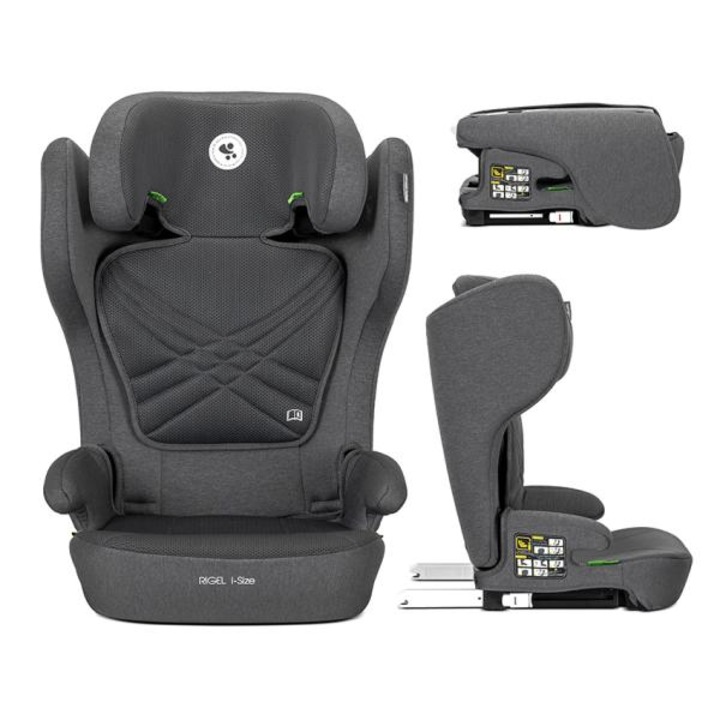 Scaun auto pentru copii, Lorelli, Rigel, i-Size, Isofix, cu spatar pliabil pentru depozitare usoara, tetiera reglabila pe multiple trepte de inaltime, 3 ani-12 ani, 100-150 cm, Grey