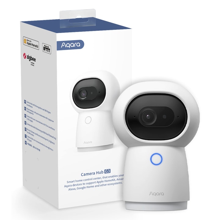 Aqara 2K Hub cu cameră de securitate, recunoaștere facială, panoramică 360, wireless