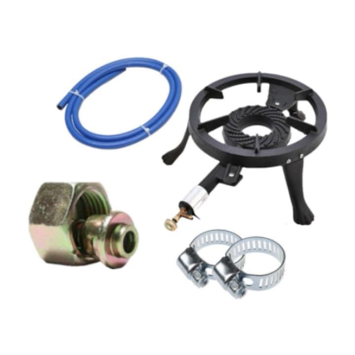 Pirostrie fonta + kit montaj gaz (furtun, colier, set reductie)