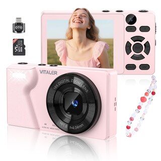Fotocamera Digitale 64MP 4K Con Doppio Obiettivo, Zoom 18x, Batteria 2000mAh, Scheda 32GB E Custodia Inclusa – Per Bambini E Principianti