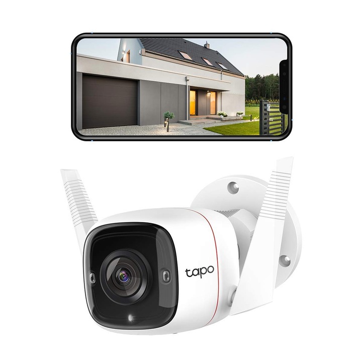 Външна камера за наблюдение TP-Link Tapo C310, резолюция 3MP, нощно виждане 30м, водоустойчивост IP66
