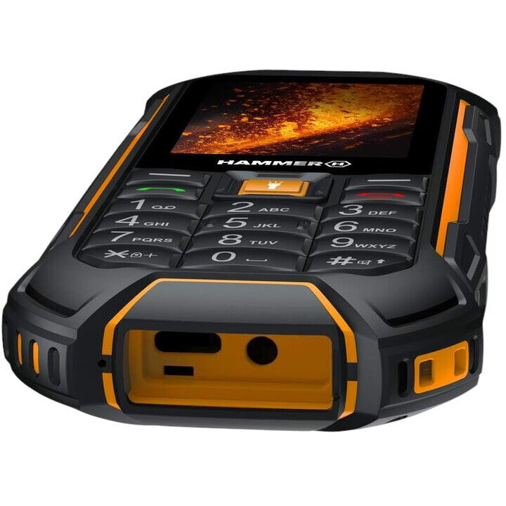 Telefon Mobil Hammer Boost 2, LTE- 4 G, 2.4 inch, 64 MB RAM, 128 MB, 2MP, 3500mAh, IP68, Negru-Portocaliu