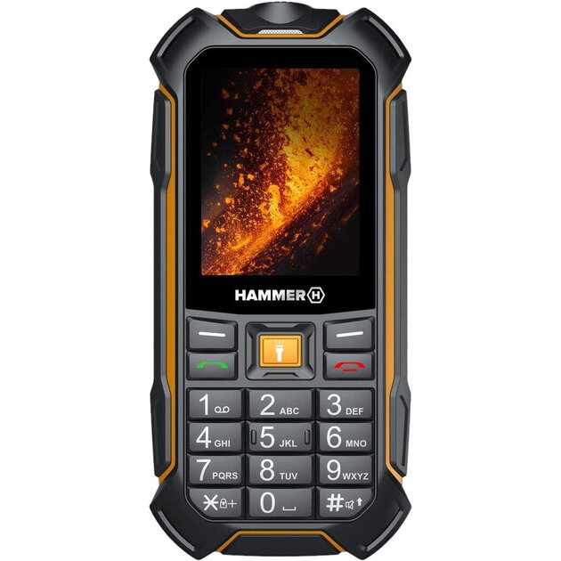 Telefon Mobil Hammer Boost 2, LTE- 4 G, 2.4 inch, 64 MB RAM, 128 MB, 2MP, 3500mAh, IP68, Negru-Portocaliu