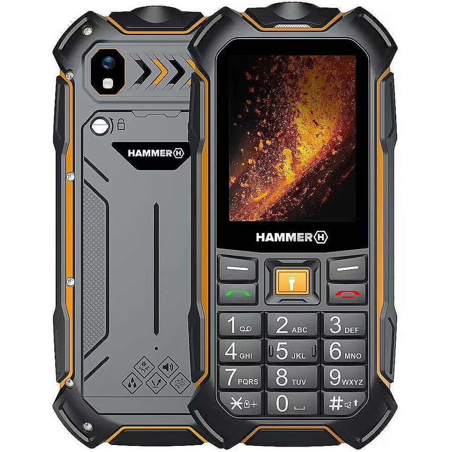 Telefon Mobil Hammer Boost 2, LTE- 4 G, 2.4 inch, 64 MB RAM, 128 MB, 2MP, 3500mAh, IP68, Negru-Portocaliu