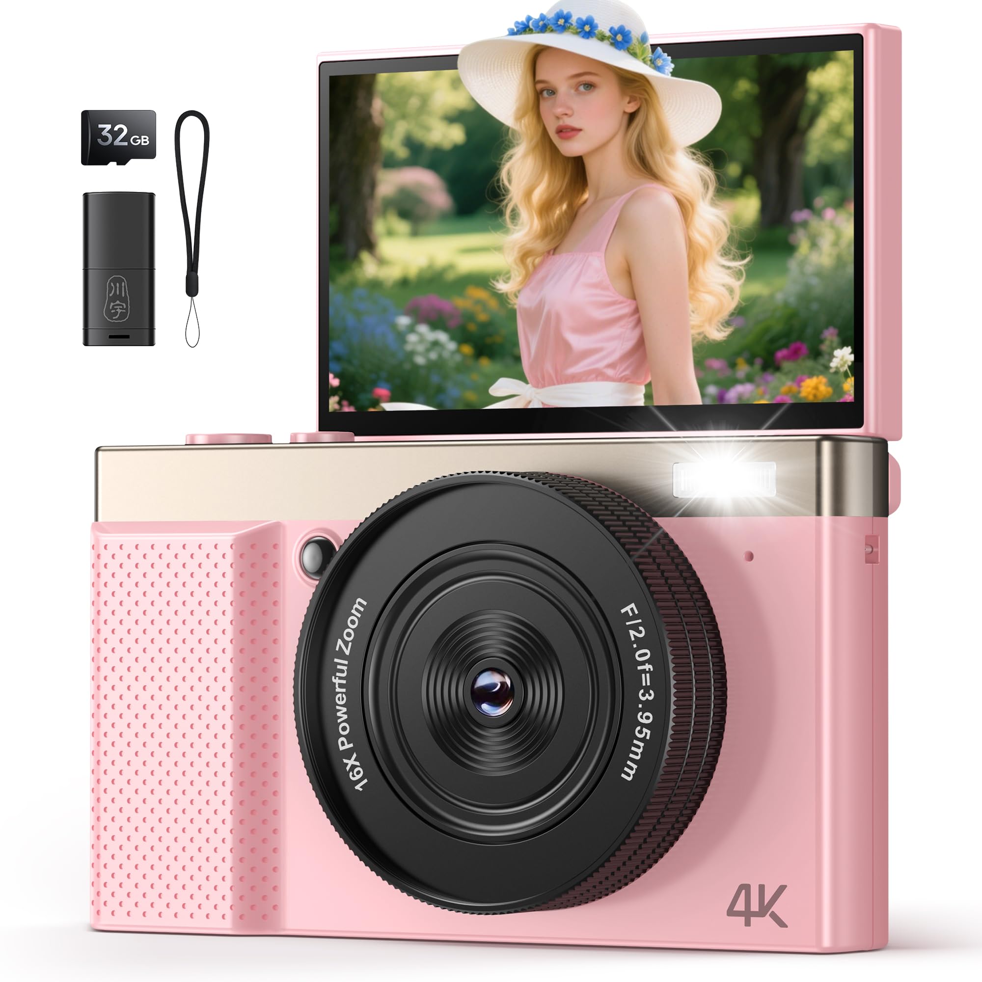 Camera Digitala 4K, 64 Mp, Camera Pentru Copii: Zoom Digital 16X, Ecran ...