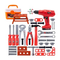 Set trusa de scule si unelte pentru copii cu 42 piese NEXTLY, bormasina electrica, chei, ciocan, surubelnite, cleste, patent, banc de lucru, sigur si durabil, realistic, pentru dezvoltarea copiilor