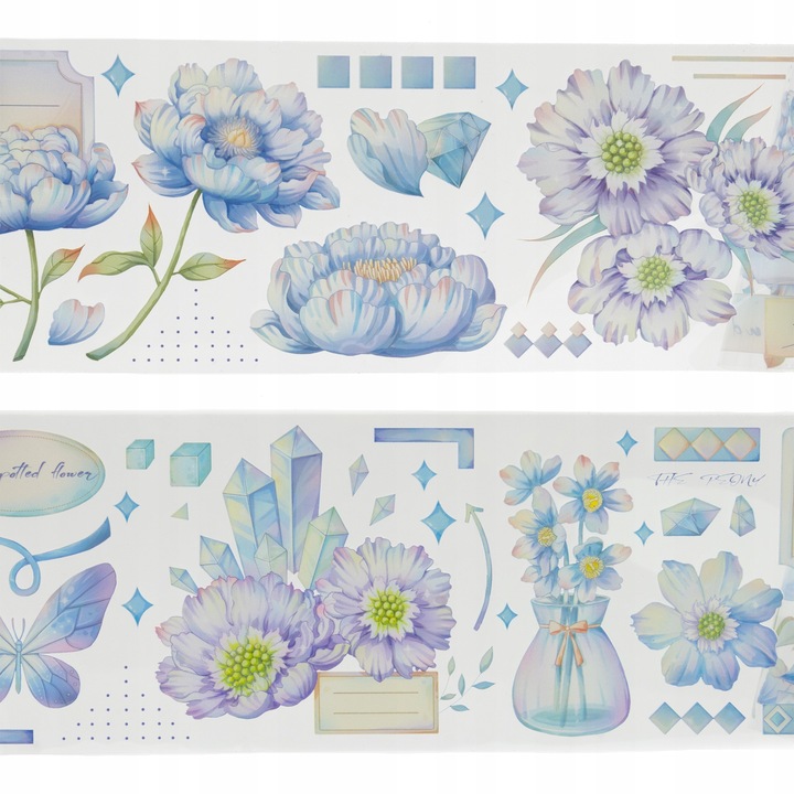 Декоративна лента, DIYQueen, H914, Цветя и кристали, многоцветна, 2м, 6см