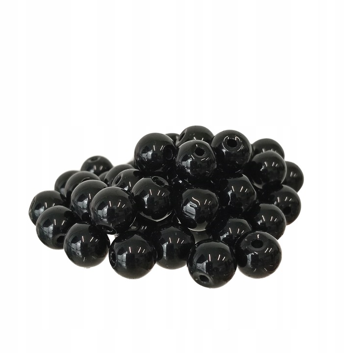 Стъклени мъниста, DIYQueen, H938, черни, 10 мм, комплект 50 броя