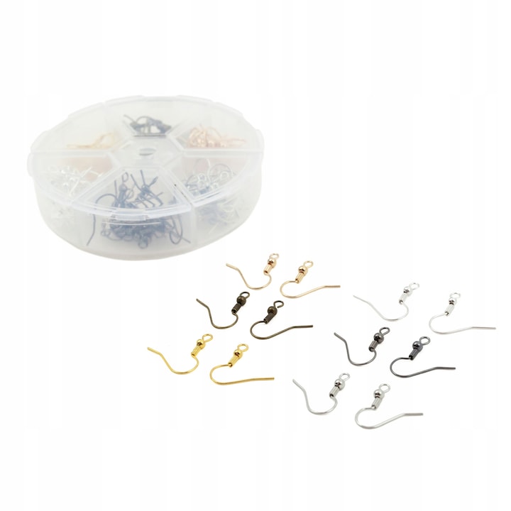 Комплект кукички за обеци, DIYQueen, H943, 120 броя, 6 цвята