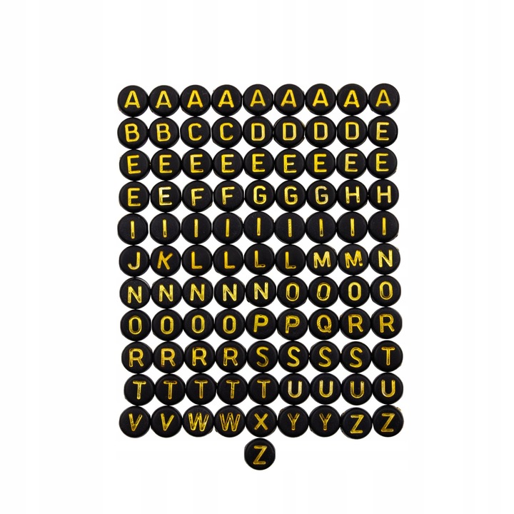 Комплект мъниста букви, DIYQueen, H979, черни, златни, 100 бр.