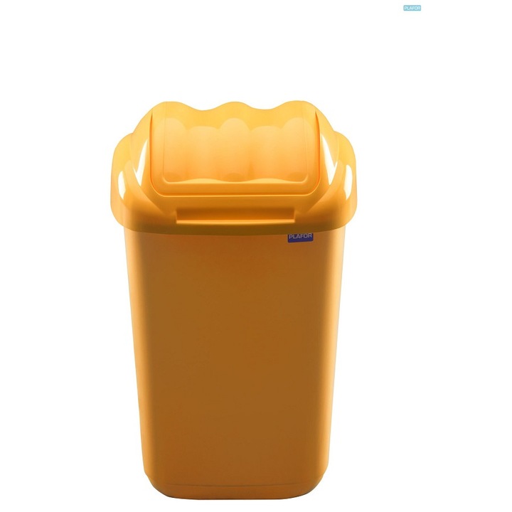 Cos Plastic Cu Capac Batant, Pentru Reciclare Selectiva, Capacitate 15l, Plafor Fala - Galben