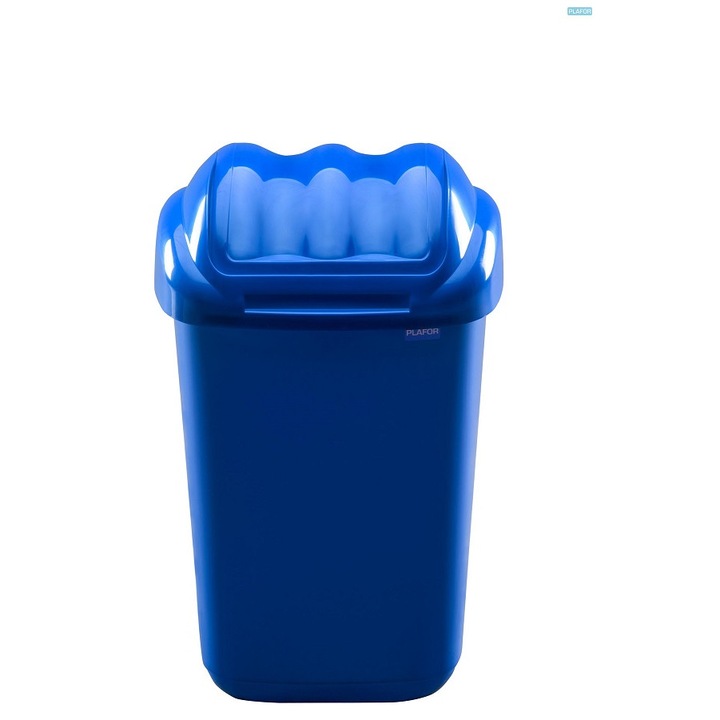 Cos Plastic Cu Capac Batant, Pentru Reciclare Selectiva, Capacitate 15l, Plafor Fala - Albastru