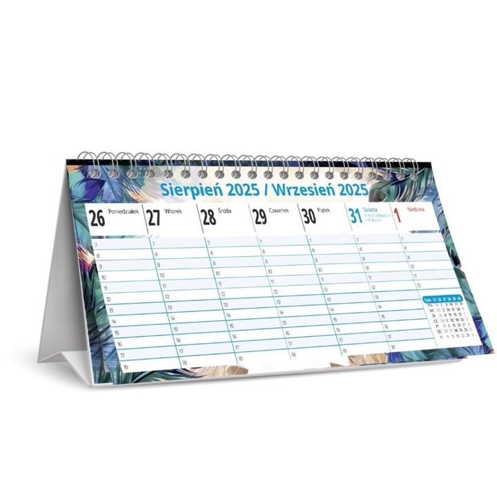 Kalendarz biurkowy 2025/2026, kalpol, format 246x124mm, 54 pagini, coperta moale