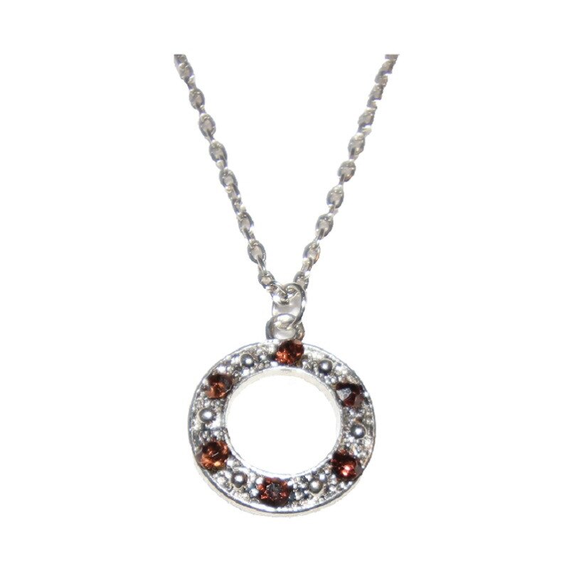 Colier material inoxidabil, cerc cu pietricele de culoare maro
