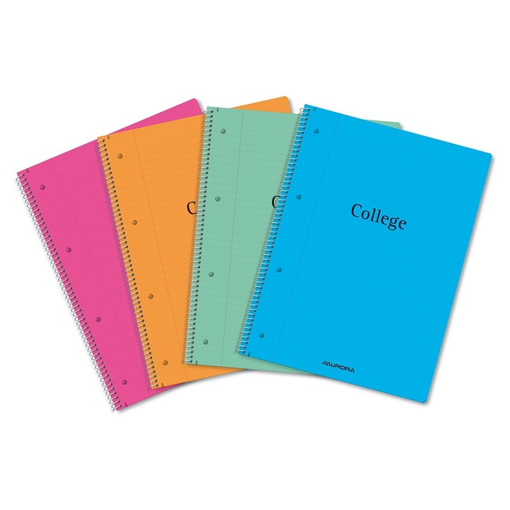 Caiet Cu Spirala, A4, 80 File - 70g/mp, 4 Perf., Coperta Pp, Aurora College - Dictando