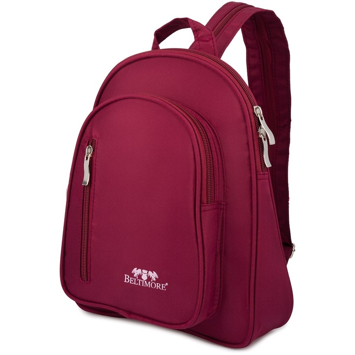 Дамска раница Beltimore R37, бордо, 28x24x12cm, две отделения, водоустойчива