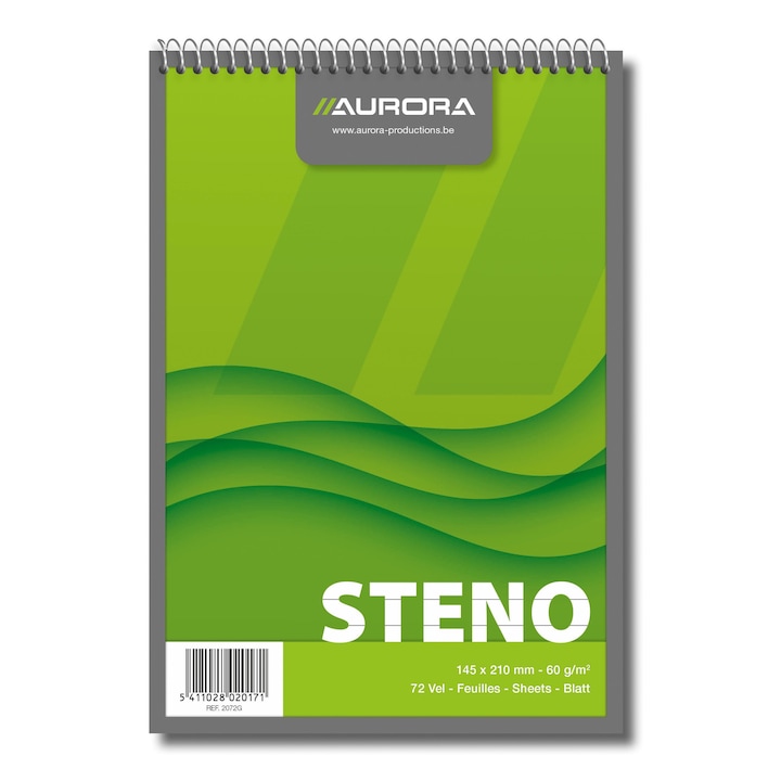 Spirálfüzet, A5, 72 lap - 60g/nm, Balra vonalazott, Aurora Office - Dictando