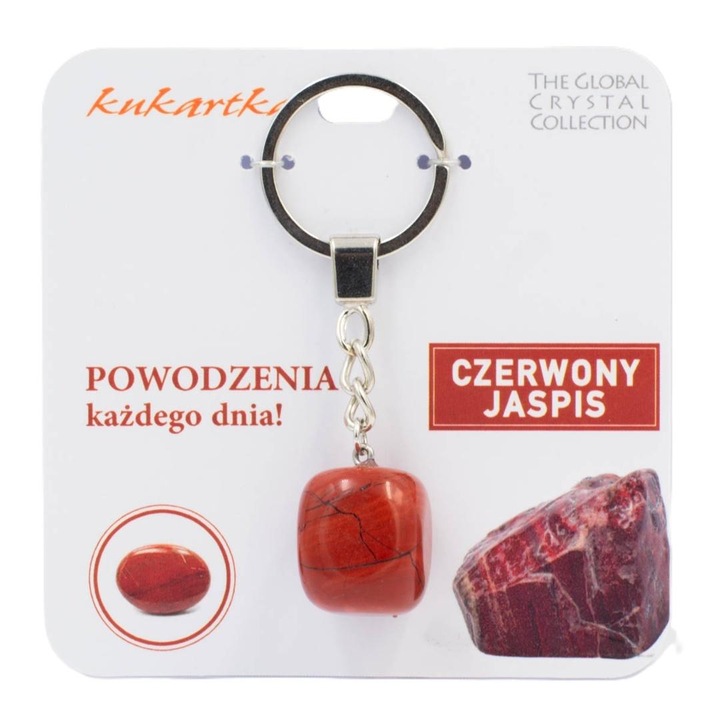 Breloc din jaspis rosu, KUKARTKA, 8cm, set de brelocuri