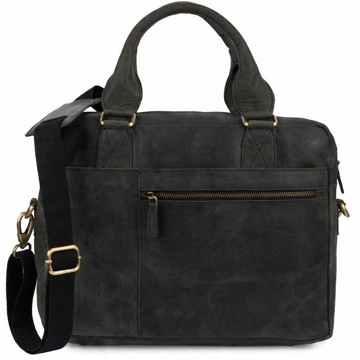 Férfi válltáska, Beltimore, természetes bőr, fekete