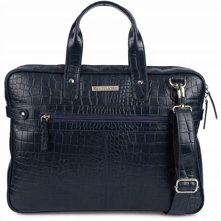 Laptop táska, Beltimore, természetes bőr, sötétkék