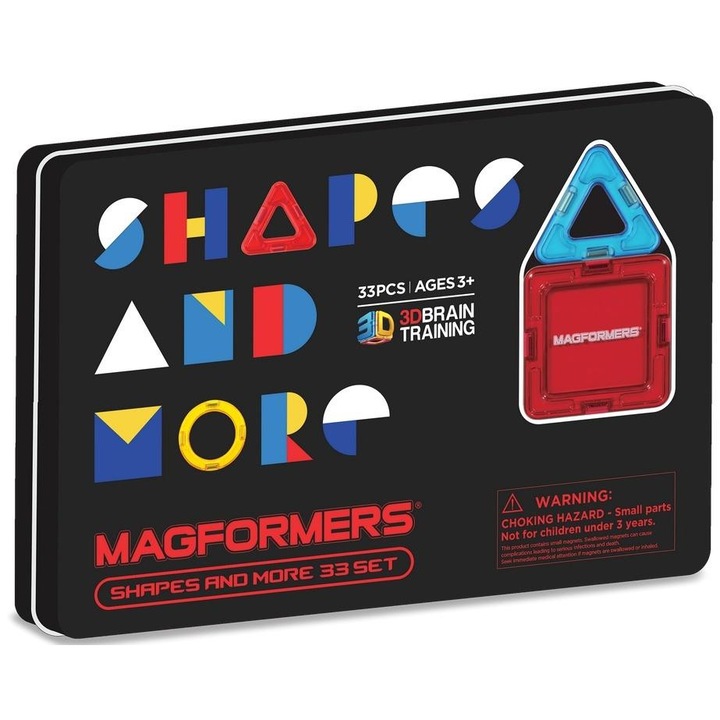 Set de constructie Magformers 33 elemente, forme diverse, multicolor
