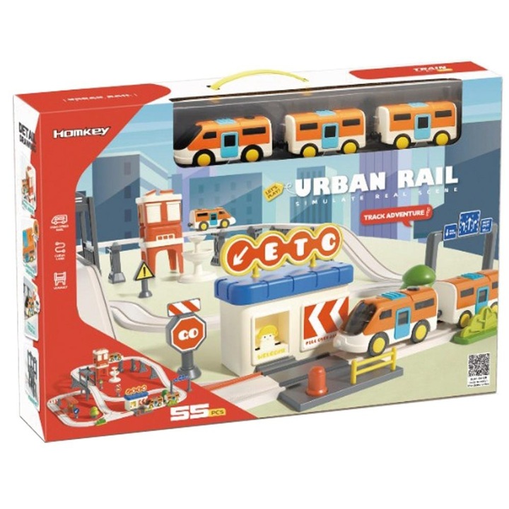 Játékvonatok, Askato, Városi vonat 55 elemmel, 84.3x78x18.3cm, 3+ év