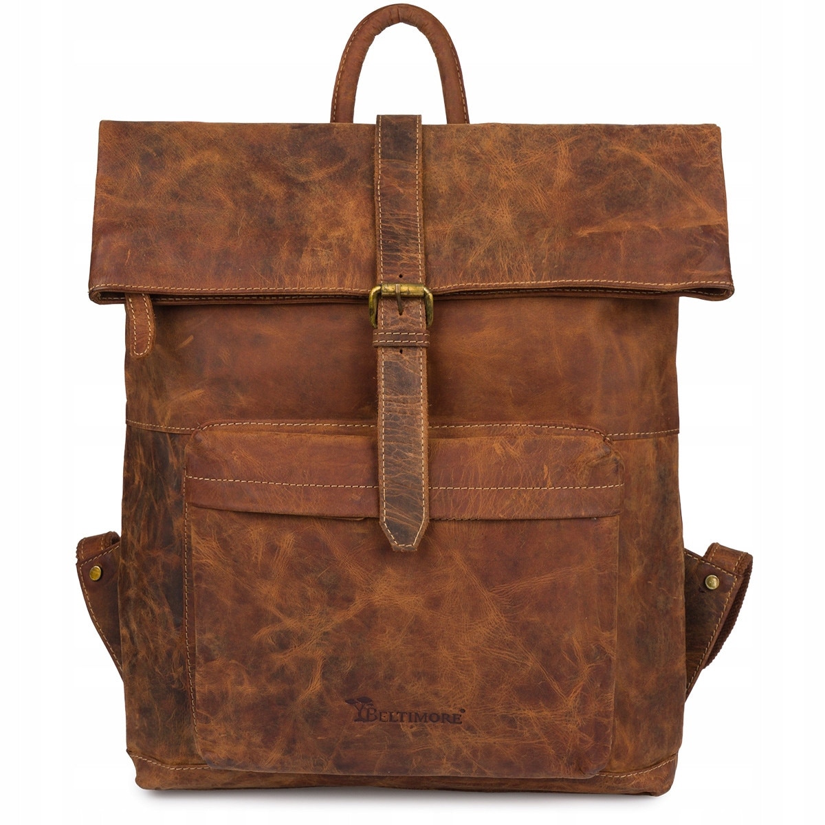 Rucsac din piele pentru laptop 15,6", maroniu, dimensiuni 44x32x12cm, cu 2 buzunare externe, un compartiment