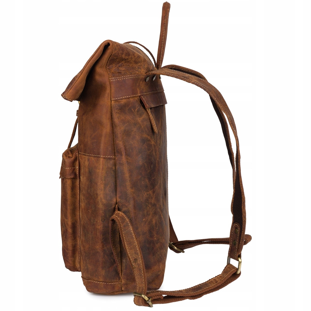 Rucsac din piele pentru laptop 15,6", maroniu, dimensiuni 44x32x12cm, cu 2 buzunare externe, un compartiment