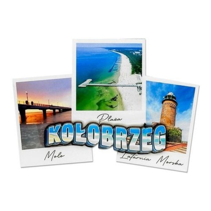 Magnet decorativ Pan Dragon I Love Poland Kolobrzeg, multicolor, 7x10cm