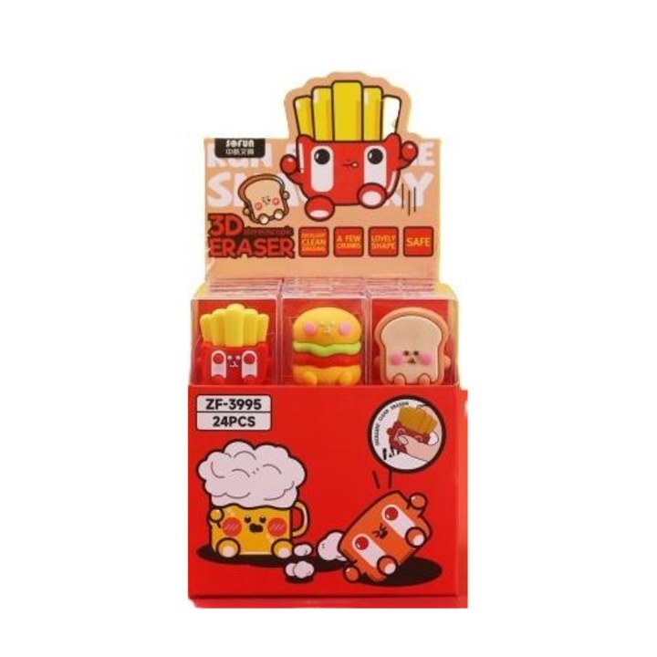 24 darab CRESCO radírkészlet, érdekes formák, változatos minták, többszínű