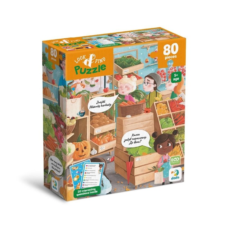 Puzzle 80 Dodo, Dary toamnei, 2 carti cu sarcini, multicolor, pentru copii de la 5 ani