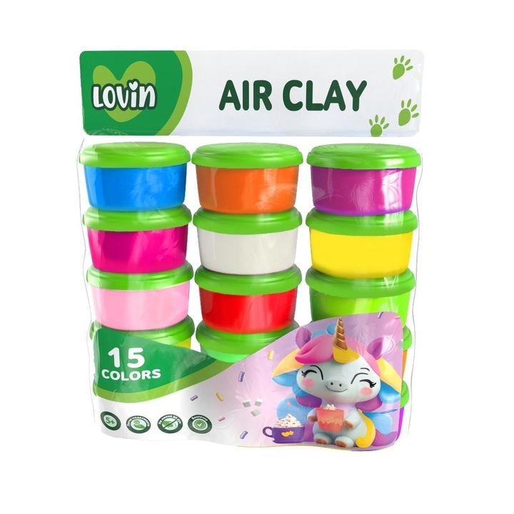 Plasztilin készlet 15 szín, Lovin, 7000219, zacskókban