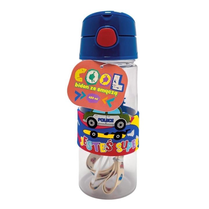 Bidon personalizat MCD 480ml, design colorat, 7x17cm, set cu accesorii COOL