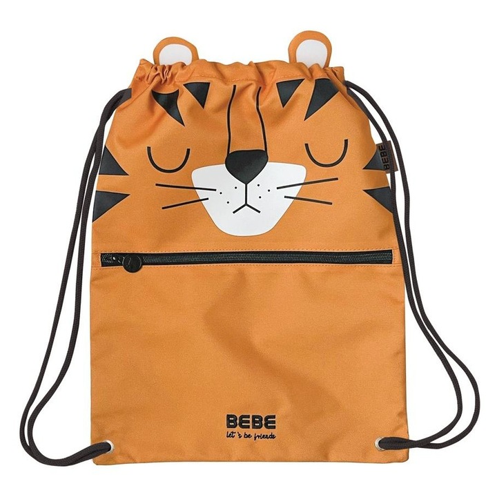 Hátizsák cipzáras zsebbel, INTERDRUK, Tigris BB Friends modell, 32x42cm, többszínű