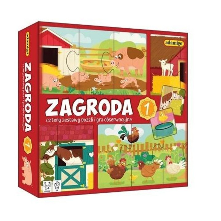 Puzzle observare Adamigo, 4 kép, 24 darab, többszínű