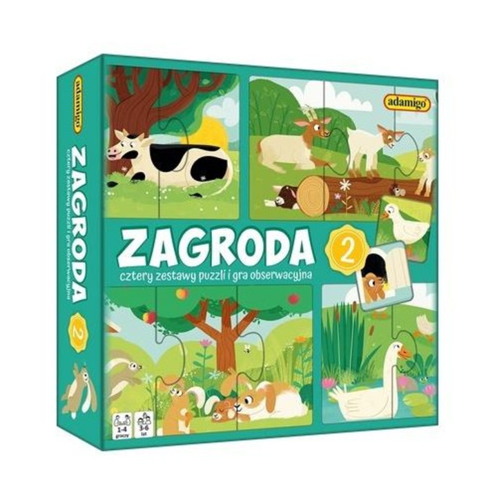 Puzzle observare Adamigo, 4 kép, 24 darab, többszínű