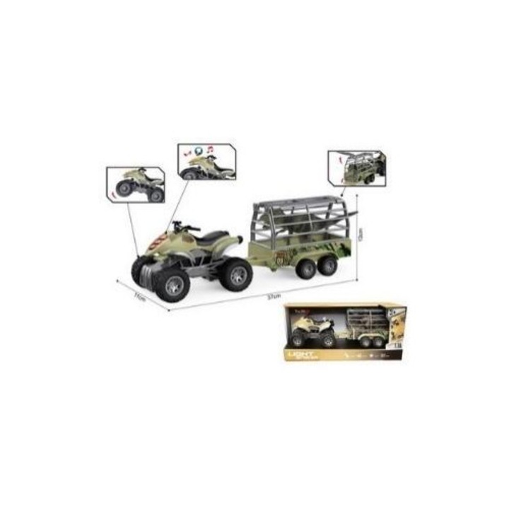 Quad utánfutóval 1:16, Madej, fények és hang, 42x11,5x18,5cm