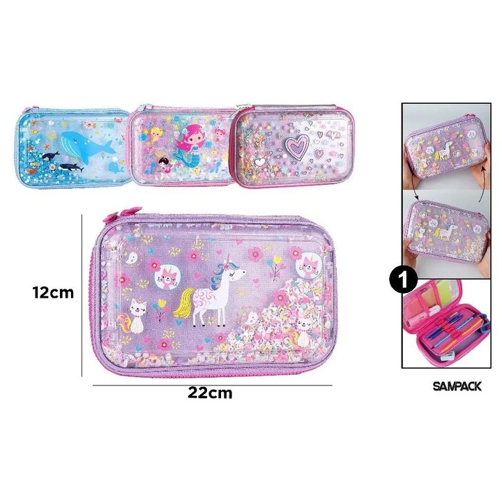 Iskolai tolltartó, csattos, Sampack, többszínű