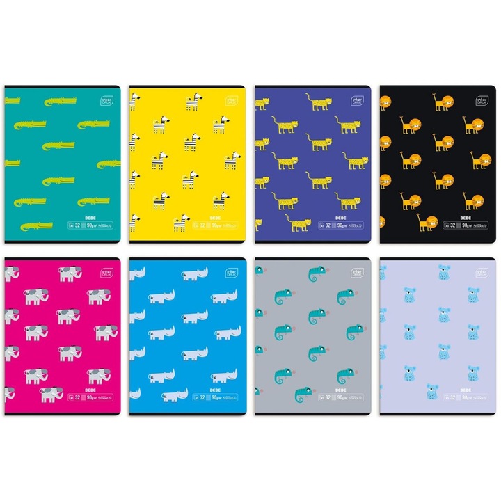 INTERDRUK A5 füzetek, 32 lap, 10 darabos készlet, rácsos, 90g